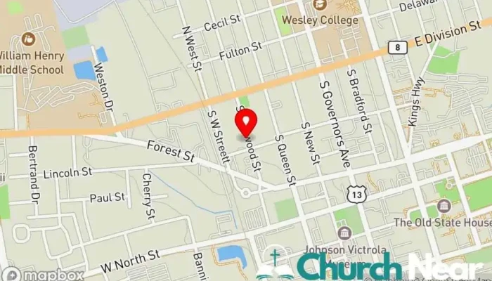 map of Bible Way Temple C.O.G.I.C Church in Dover