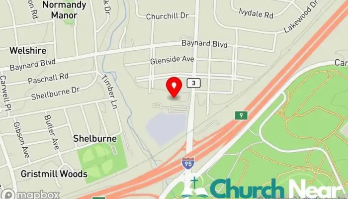 map of Faith Presbyterian Church (PCA) Presbyterian church, Place of worship in Wilmington