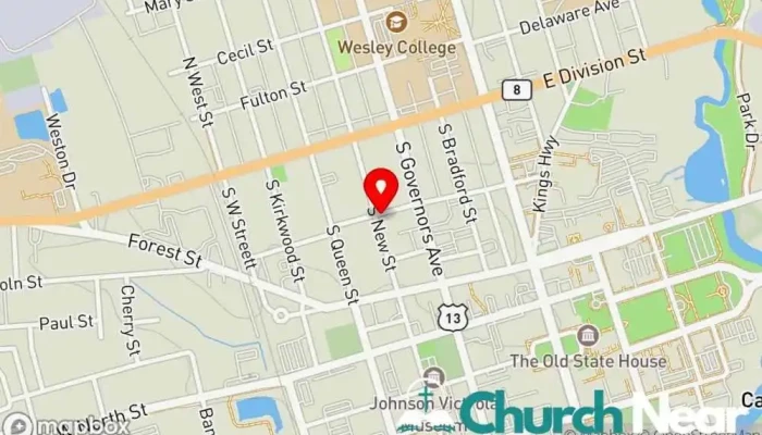 map of Holy Trinity UAME Church Episcopal church in Dover