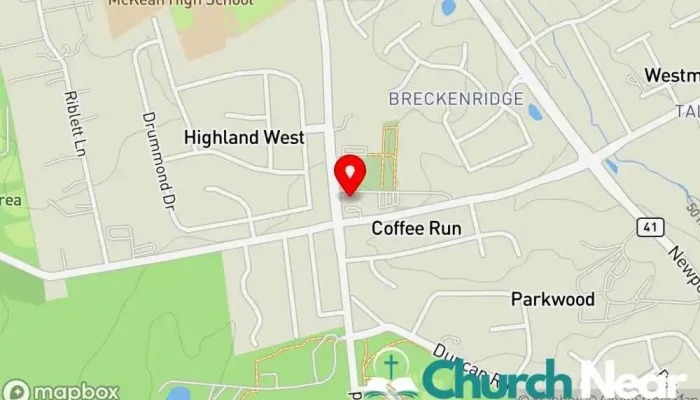 map of Red Clay Creek Presbyterian Church Presbyterian church, Church in Wilmington